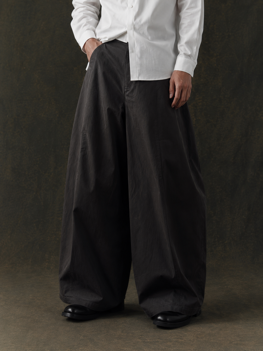 Study 01 – Form 34, Soft Balloon Pants in Charcoal - Image 1